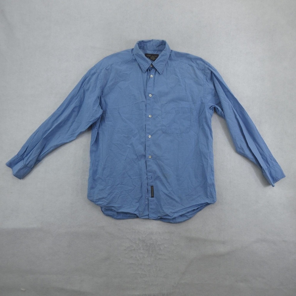Banana Republic Shirt Mens Large Blue Check 100% Cotton Long Sleeve Button Up